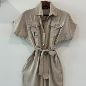 Cargo Style Beige Jumpsuit